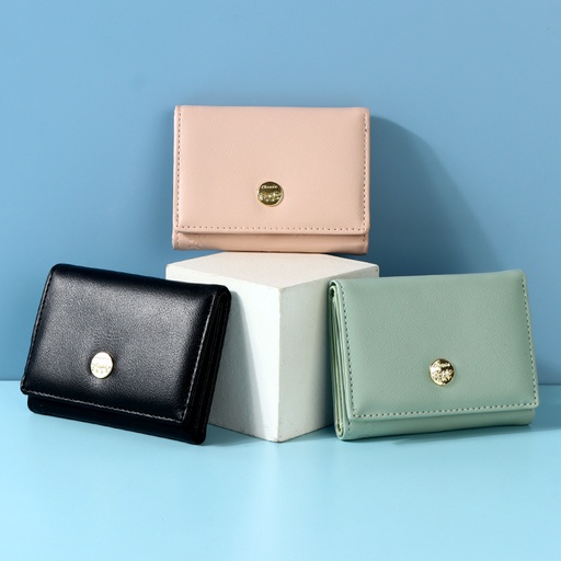 Vintage Leaves Logo Trifold Purse for Ladies